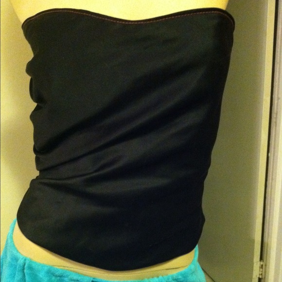 %Black satin-feel corset type top