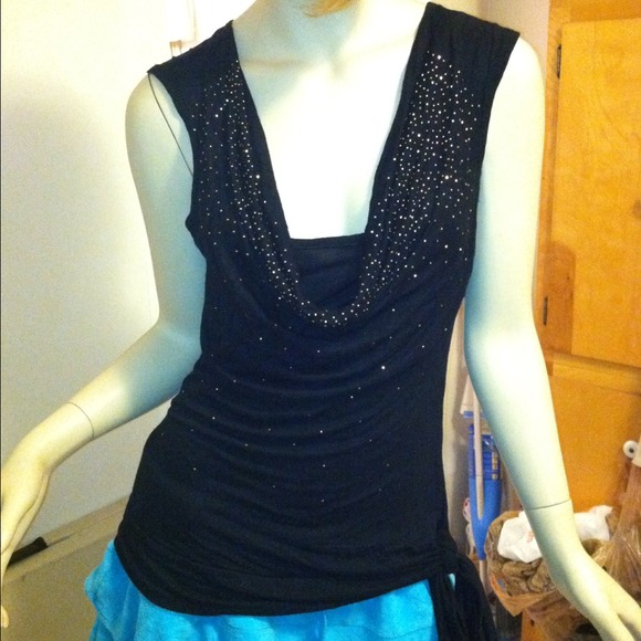 Black dressy shirt with gold dazzles