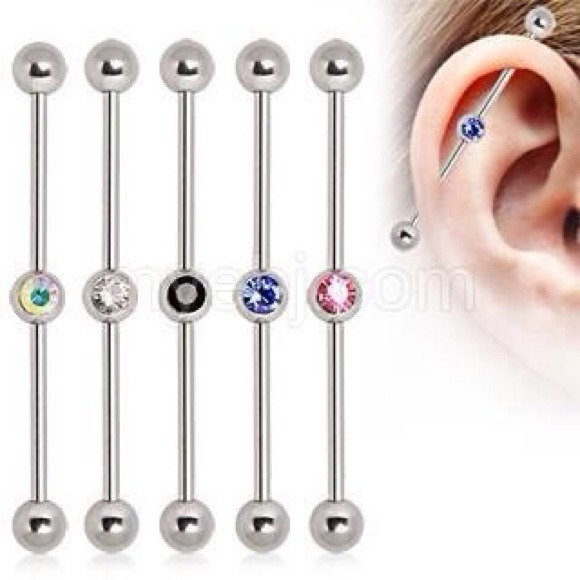 Multi colored rhinestone industrial rings.
