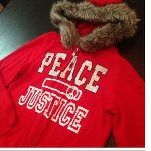 Justice red fur hooded Jacket