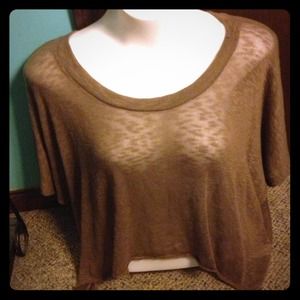 Super flowy sheer brown dolman sleeved crop top!🌾