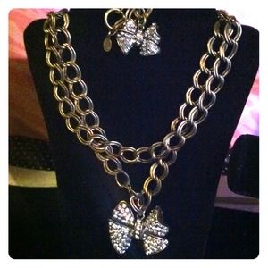💎GENUiNE CRYSTALS💎 Bling Bow Necklace & Bracelet