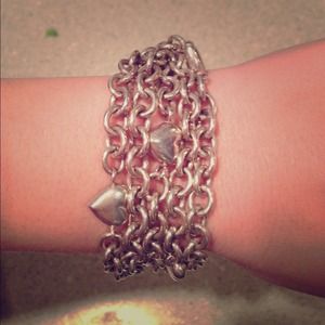 Tiffany inspired 5 strand silver heart braclet
