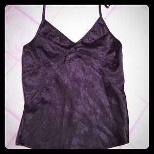 Silk black V neck top