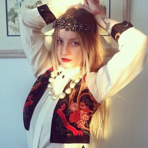 Vintage button up blouse with an attached  vest