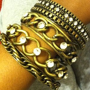 5 rust gold bangle with rhinestones