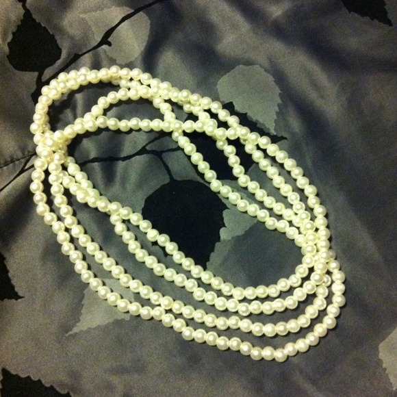 Long faux pearl necklace