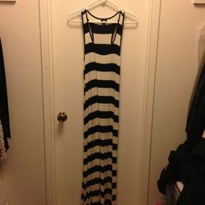 H&M navy/off white long dress