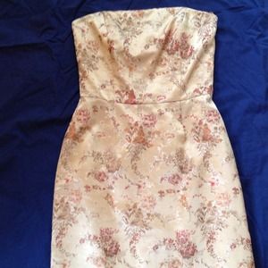 Size 4 Gold  floral strapless dress