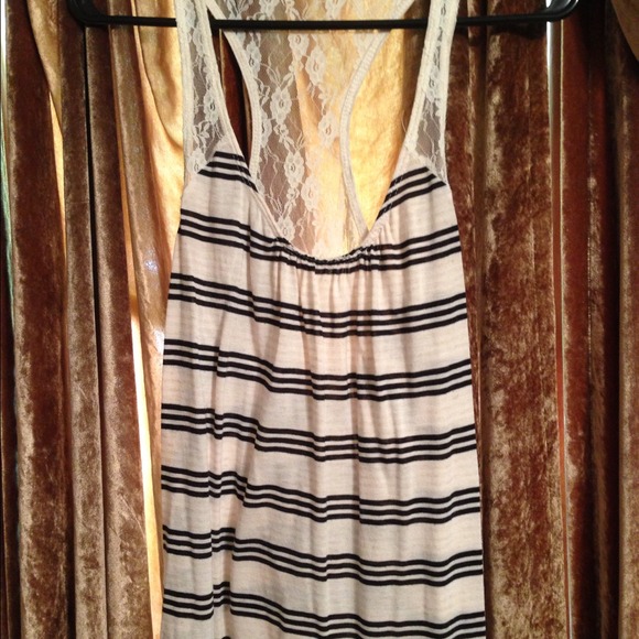 Black and cream striped tank top