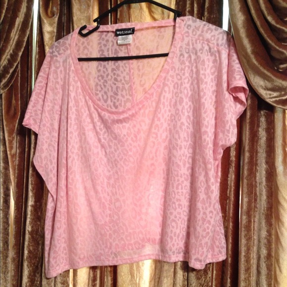 Sheer pink cheetah crop top