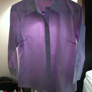 J Crew Dress Shirt (M)-mini purple gingham!