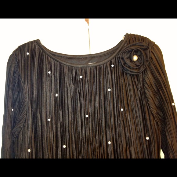 VTG PEARLS & CRYSTALS BLACK MERMAID CUT DRESS - Picture 3 of 4