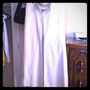 Wide leg white cotton pants