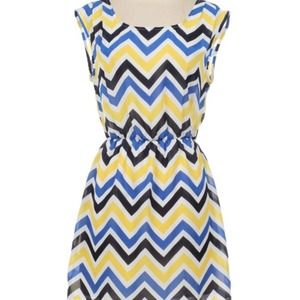 Zigzag Dress Blue&yellow&black