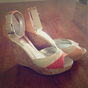 BCBGgirls high wedge sandals, size 7