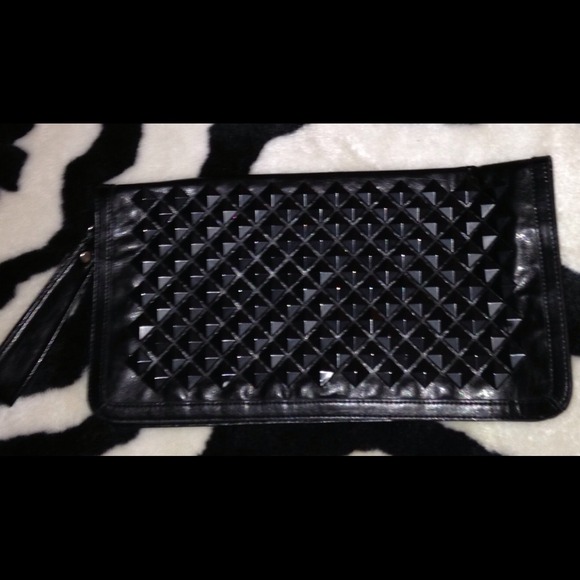 Black Pyramid Fold over Clutch