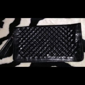Black Pyramid Fold over Clutch