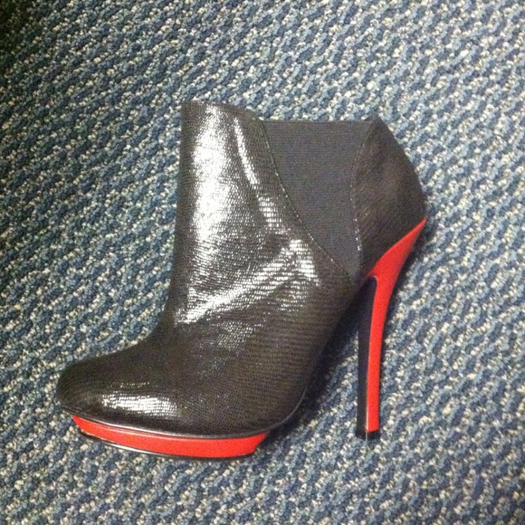 Black Booties with Red Heel