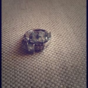 ***Reserved****Two aquamarine rings. White gold