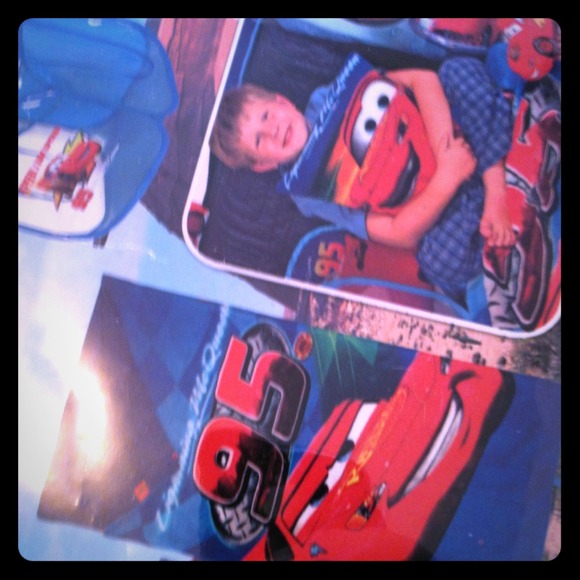 Lightining McQueen air bed sleeping bag and hamper