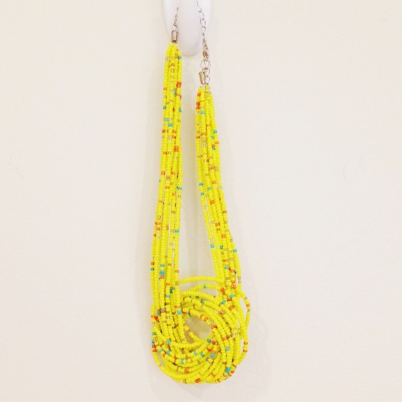 Yellow beaded Knot necklace