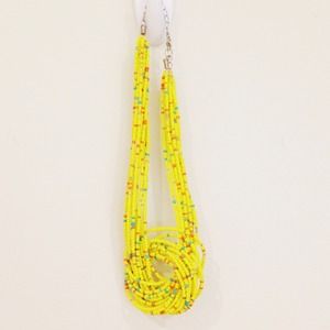 Yellow beaded Knot necklace