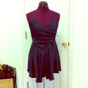 REDUCED!! Bebe Silk navy dress with rhinestones!