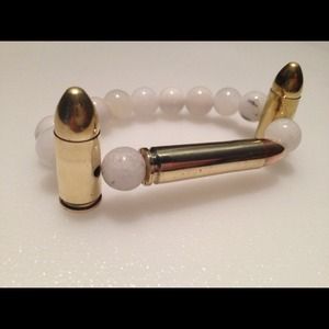 Custom bullet bracelet white jade