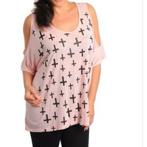Cross shoulder cut top