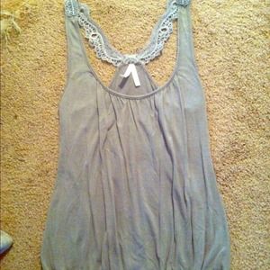 Gray lace strap tank top
