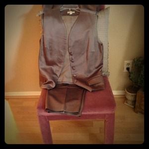 Ann Taylor gun metal tuxedo pants and vest