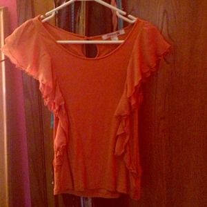 Orange forever 21 ruffle shirt