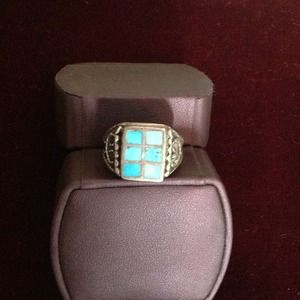 👤 SALE!!  Men's S/S & turquoise ring!