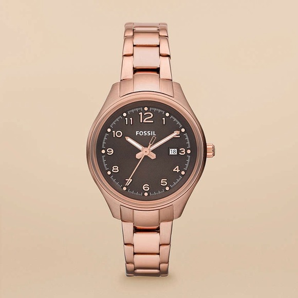 New Fossil rose gold flight stainless steel watch