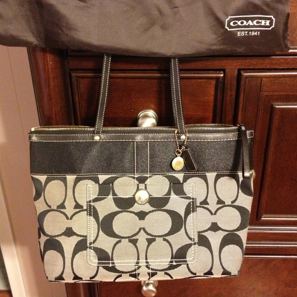 REDUCED!!! COACH handbag; black and grey