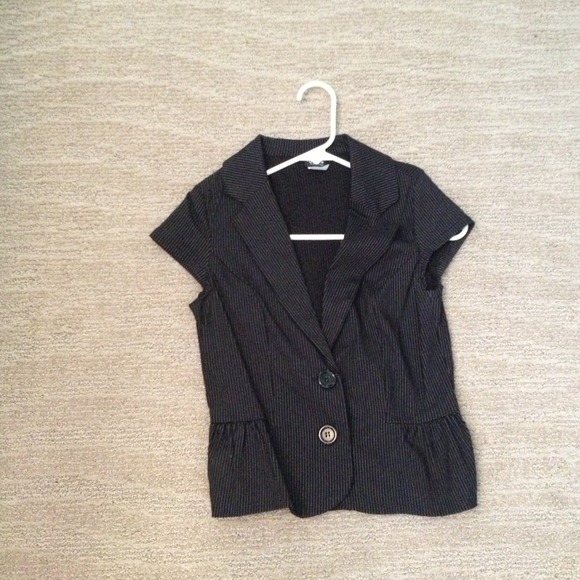 Black pinstripe peplum blazer