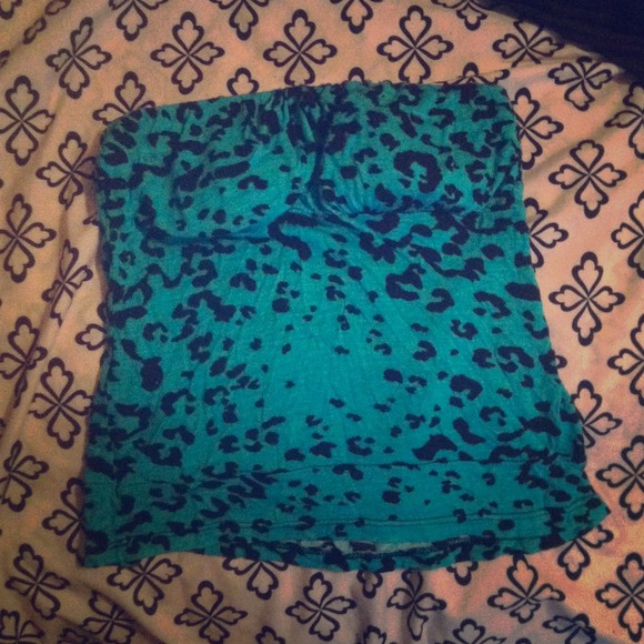 Cute teal & black strapless halter