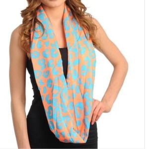 Orange & teal cheetah scarf