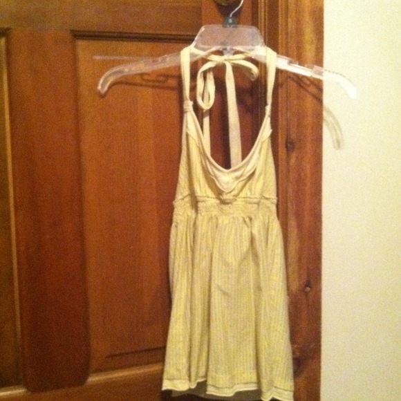 Yellow with silver stripes halter top