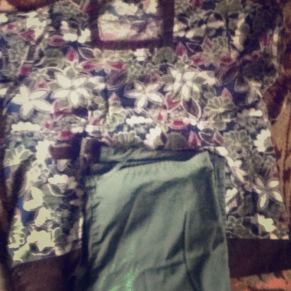 Green and brown nurses scrubs