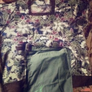 Green and brown nurses scrubs