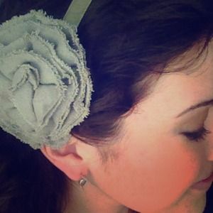 Gray Fabric Flower Headband