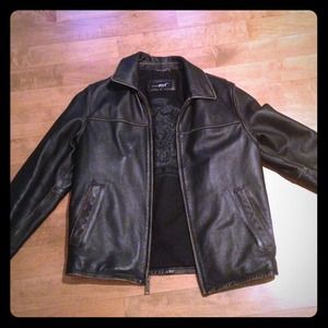 Small. Black rivet leather jacket