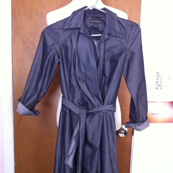 Sateen & denim looking wrap dress