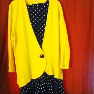 Yellow polka dot dress and blazer