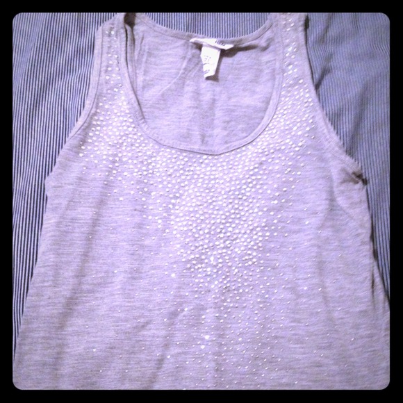 HM gray beaded studded tank top