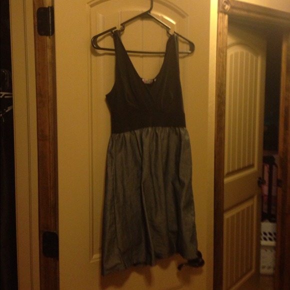 Half jersey half denim dress
