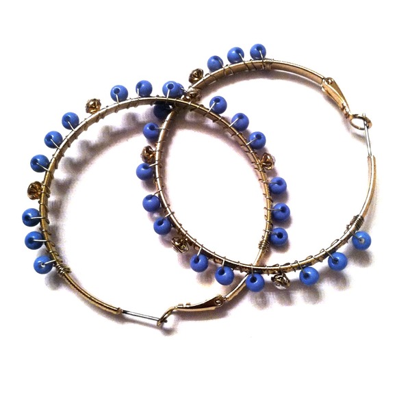 Francesca's Jewelry - Blue and gold hoop earrings