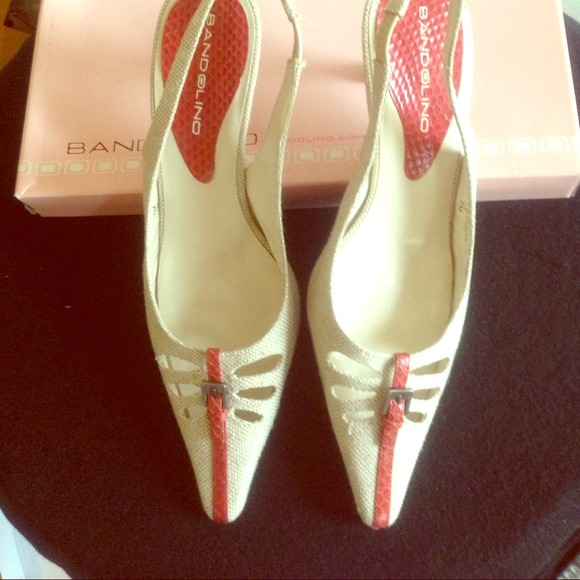 Reserved! Linen canvas with dark coral kitten heel